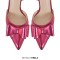 Pointed Toe Stiletto Heel Bowknot Slingback Pumps Sandals - Rose Faux Leather