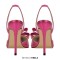 Pointed Toe Stiletto Heel Bowknot Slingback Pumps Sandals - Rose Faux Leather