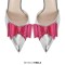 Pointed Toe Stiletto Heel Bowknot Slingback Pumps Sandals - Silver Faux Leather
