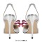 Pointed Toe Stiletto Heel Bowknot Slingback Pumps Sandals - Silver Faux Leather