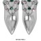 Pointed Toe Stiletto Heels Rhinestones Crystals Side Zipper Ankle Highs Booties - Silver