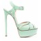 Italian Heels Ankle Straps Peep Toe Platform Patent Stiletto Sandals - LightGreen Patent