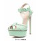 Italian Heels Ankle Straps Peep Toe Platform Patent Stiletto Sandals - LightGreen Patent