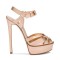 Italian Heels Ankle Straps Peep Toe Platform Patent Stiletto Sandals - Gold Patent