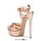 Italian Heels Ankle Straps Peep Toe Platform Patent Stiletto Sandals - Gold Patent