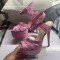 Italian Heels Ankle Straps Peep Toe Platform Patent Stiletto Sandals - Pink Patent