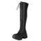 Round Toe Chunky Heels Lace Up Platforms Over The Knee Gothic Punk Boots - Black