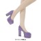 Round Toe High Platforms Chunky Heels Pumps - Lavender Patent