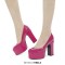 Round Toe High Platforms Chunky Heels Pumps - Rose Patent