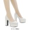 Round Toe High Platforms Chunky Heels Pumps - White Patent