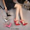 Pointed Toe Stiletto Metal Heels Ankle Buckle Straps Pumps - Pink Patent