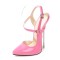 Pointed Toe Stiletto Metal Heels Ankle Buckle Straps Pumps - Pink Patent