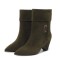Pointed Toe Ankle Highs Pull On Low Heels Half Wedges Boots - Army Green Suede