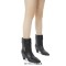 Pointed Toe Ankle Highs Pull On Low Heels Half Wedges Boots - Black Leather