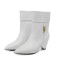 Pointed Toe Ankle Highs Pull On Low Heels Half Wedges Boots - White Leather