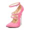 Pointed Toe Stiletto Metal Heels Ankle Buckle Straps Mary Janes Pumps - Pink Patent