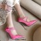 Pointed Toe Stiletto Metal Heels Mary Janes Pumps - Pink Patent