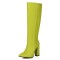 Pointed Toe Elegant Autumn Winter Chunky Heels Knee Highs Boots - Green