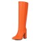 Pointed Toe Elegant Autumn Winter Chunky Heels Knee Highs Boots - Orange