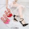 Pointed Toe Stiletto Metal Heels Ankle Cross Straps Sandals  Pumps - Red Patent
