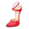 Pointed Toe Stiletto Metal Heels Ankle Cross Straps Sandals  Pumps - Red Patent