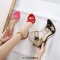 Peep  Toe Stiletto Metal Heels Ankle Chain Lock Straps Sandals - Red Patent