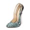 Pointed Toe Stiletto Metal Heels Snake Prints Pumps - Green Faux Leather