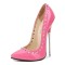 Pointed Toe Stiletto Metal Heels Rivet Decorated Pumps - Pink Patent