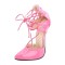 Pointed Toe Stiletto Metal Heels Greek Lace Up Sandals  Pumps - Pink Patent
