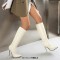 Pointed Toe Elegant Autumn Winter Stiletto Heels Knee Highs Boots - Beige