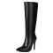 Pointed Toe Elegant Autumn Winter Stiletto Heels Knee Highs Boots - Black