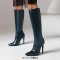 Pointed Toe Elegant Autumn Winter Stiletto Heels Knee Highs Boots - Green