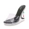 Peep Toe Strange Style Transparents Decorated Heels Sandals - Black PVC - Size 6 SPECIAL