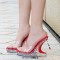 Peep Toe Strange Style Transparents Decorated Heels Sandals - Red PVC