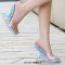 Peep Toe Strange Style Plush Crysal Transparents Heels Sandals - Blue PVC