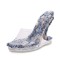 Peep Toe Strange Style Plush Crysal Transparents Heels Sandals - Navy PVC