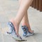 Peep Toe Strange Style Plush Crysal Transparents Heels Sandals - Navy PVC