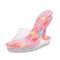 Peep Toe Strange Style Plush Crysal Transparents Heels Sandals - Pink PVC