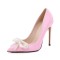 Pointed Toe Stiletto Heels Butterfly Pearl Beads Decorated Pumps - Pink Patent