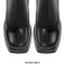 Square Toe Low Platforms Chunky Heels Ankle Highs Side Zipper Boots - Black