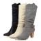 Pointed Toe Ankle Decorated Straps Pull On Chunky Heels Western Cowboy Boots - Gray
