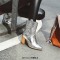 Pointed Toe Chunky Heels Western Style Crocodile Pattern Ankle Highs Boots - Silver