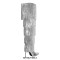 Pointed Toe Fringe Mettalic Slim Over The Knee Thigh High Stiletto Dance Boots - Silver
