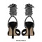 Square Open Toe Sparkling Rhinestones Stiletto Open back Wrapped Gladiator Lace Up Blings Sandals - Black