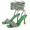 Square Open Toe Sparkling Rhinestones Stiletto Open back Wrapped Gladiator Lace Up Blings Sandals - Green