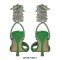 Square Open Toe Sparkling Rhinestones Stiletto Open back Wrapped Gladiator Lace Up Blings Sandals - Green