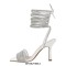 Square Open Toe Sparkling Rhinestones Stiletto Open back Wrapped Gladiator Lace Up Blings Sandals - White