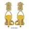 Square Open Toe Sparkling Rhinestones Stiletto Open back Wrapped Gladiator Lace Up Blings Sandals - Yellow