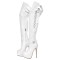 Round Toe Platforms Stiletto Heels Over The Knee Thigh High Stiletto Punk Biker Boots - White