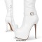 Round Toe Platforms Stiletto Heels Over The Knee Thigh High Stiletto Punk Biker Boots - White